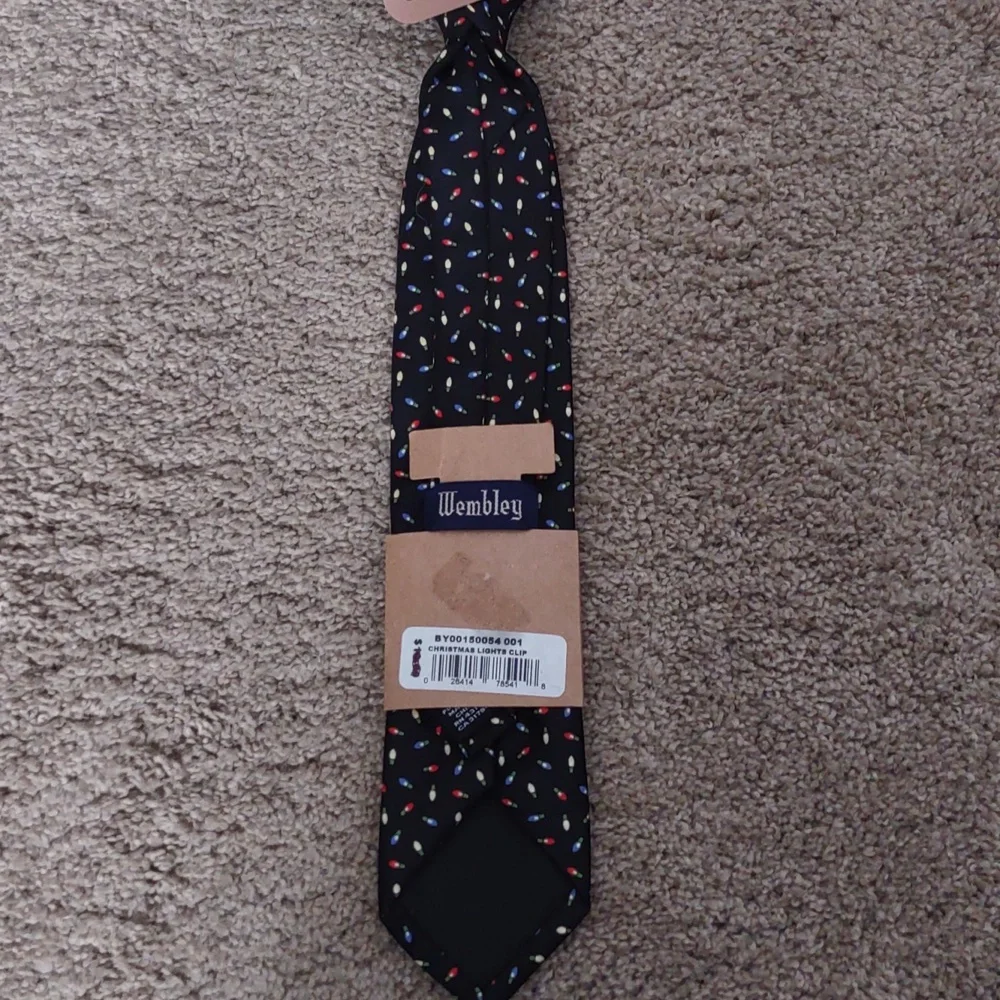 Christmas Tie, Clip On, black tie with colorful lights. NWT